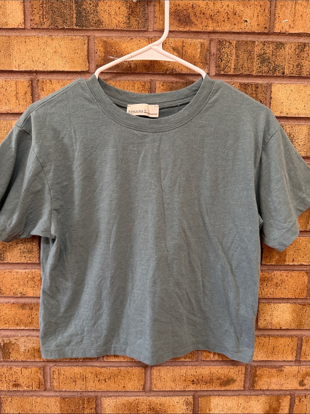 Zenana Outfitters Sage Blue Short Sleeve Crew Tee